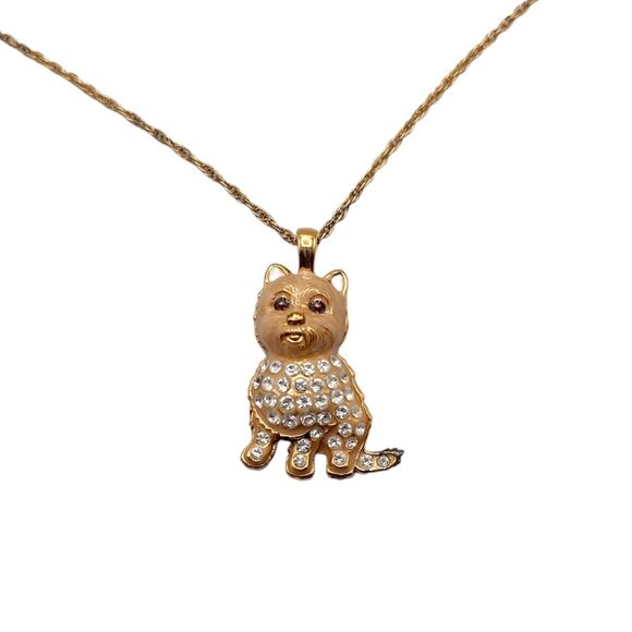 Vintage BGE Sterling Silver 925 Gold Vermeil Terrier Dog Pendant Necklace 18” - Picture 4 of 13